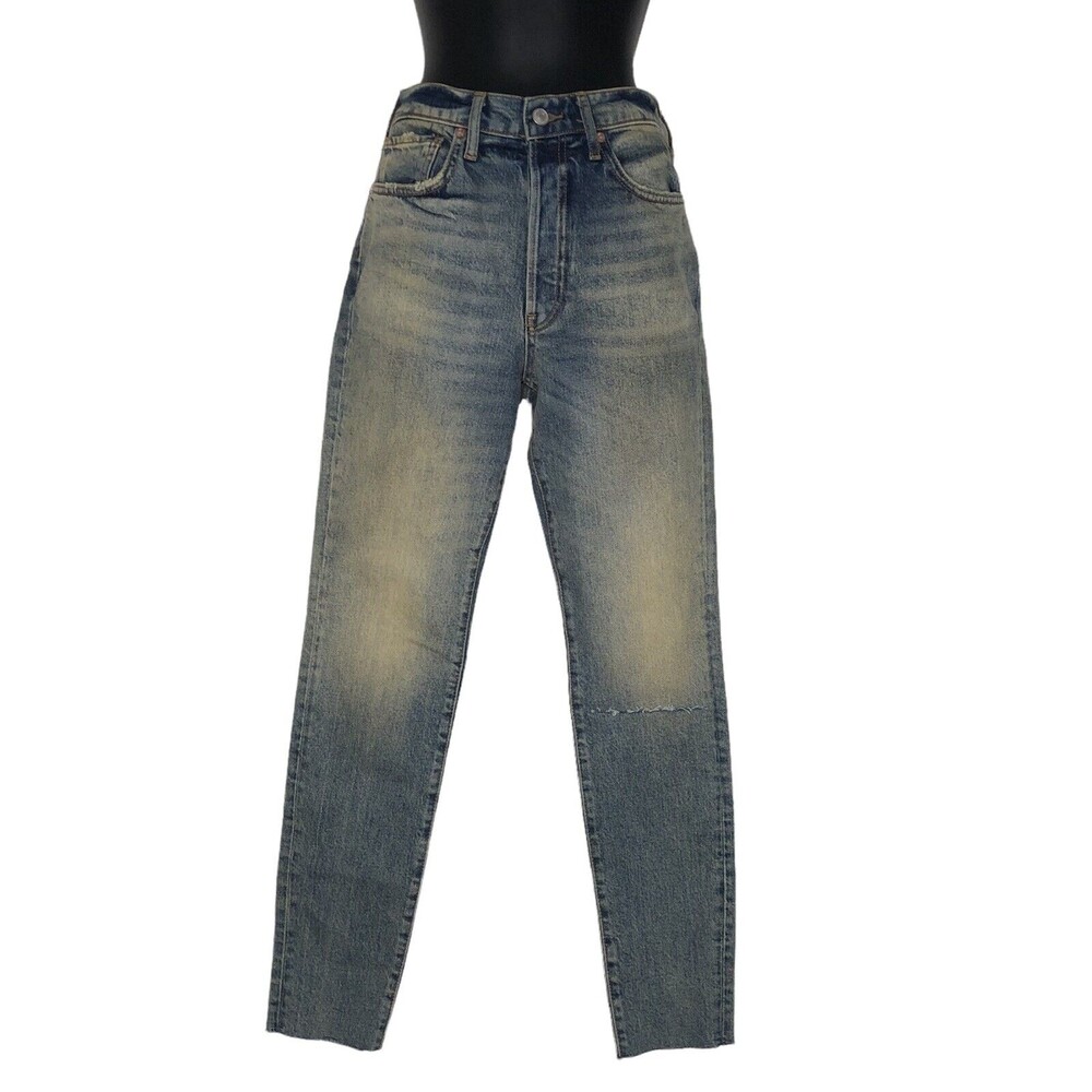 NEW WE THE FREE PEOPLE Women 26 High Rise Skinny Button Raw Hem Distressed Jeans